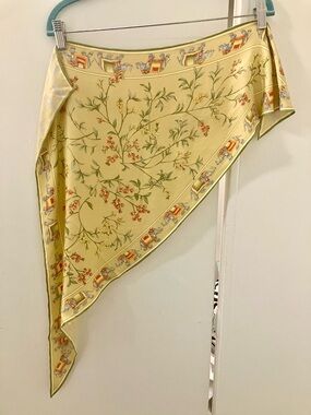 Jim Thompson Silk Scarf Triangle Shape Elephant Floral Print